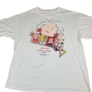 Women's White Embellished Shirt Grandma With Photos Size XL Single Stitch Holder